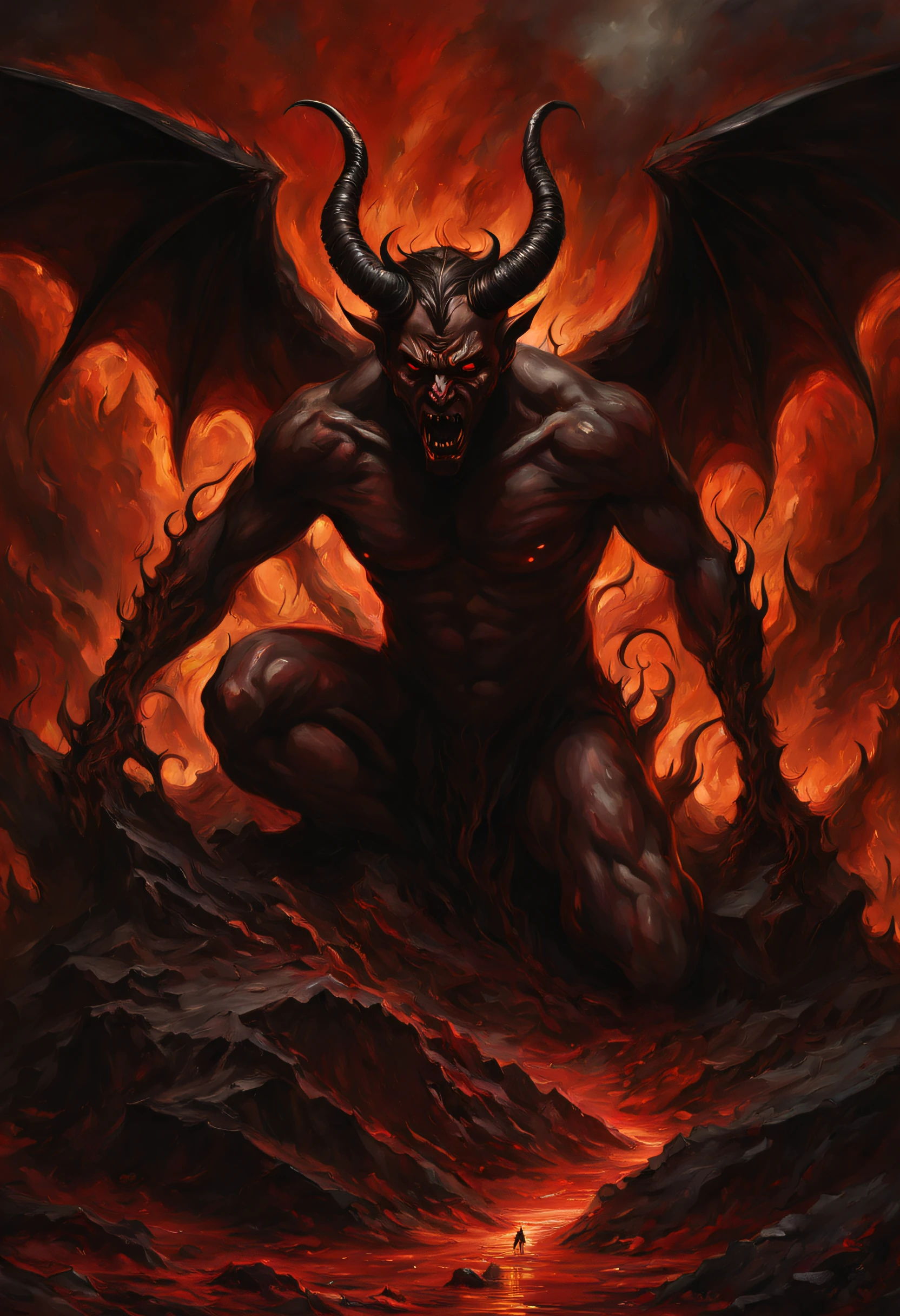 The devil, a fallen angel, is the main subject of the artwork. The ...