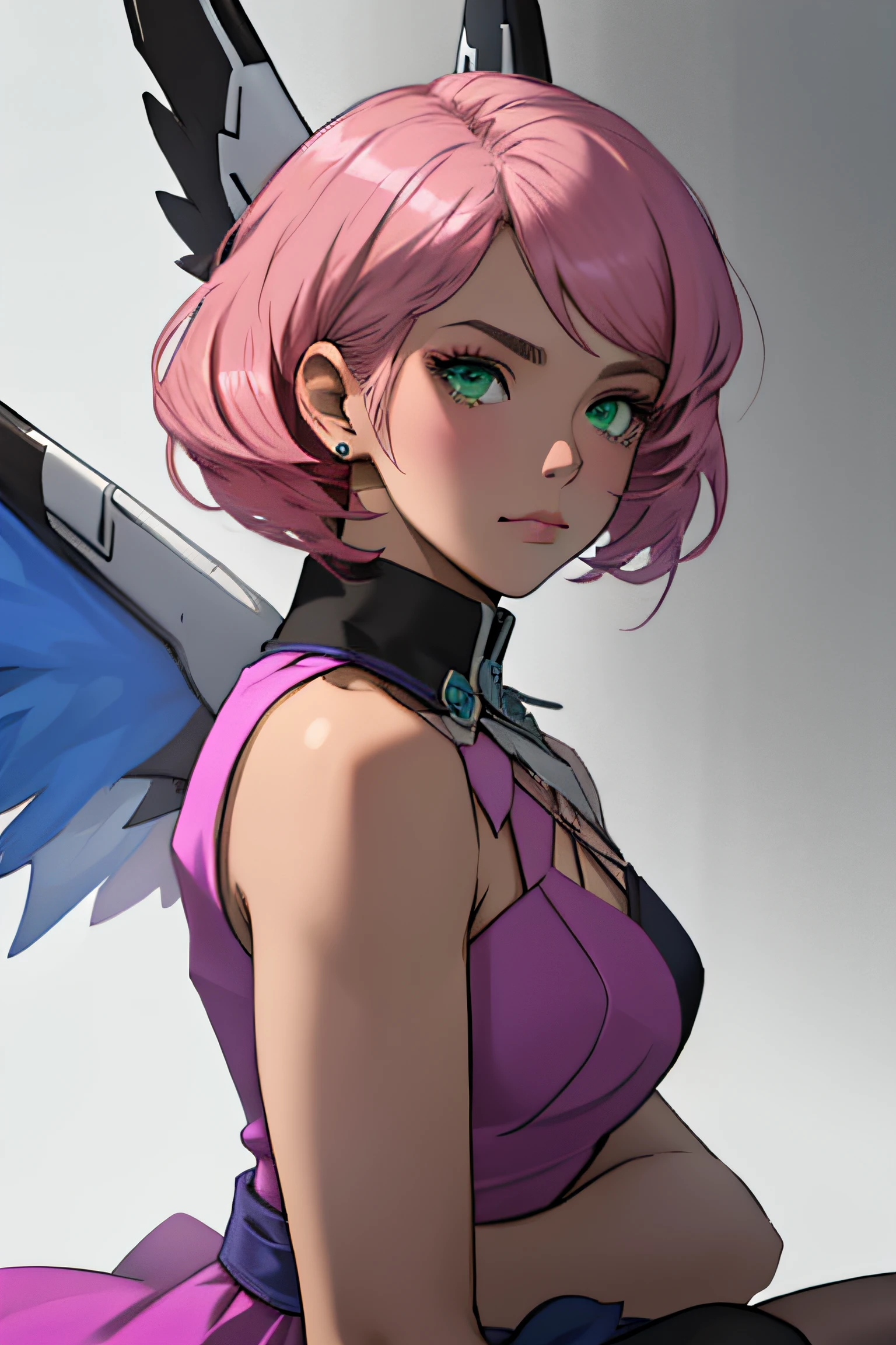 Alisa bosconovitch, melhor qualidade, contemporary, estilo plano, minimalismo, Green Eyes Flat Illustration, cabelo rosa, cabelo curto, cabelos multicoloridos, Camisa Preta, mechanical wings, Head Portrait Close-U, peito pontudo, decote, super decote, middlebreasts, Tekken，cabelo rosa pastel, 1girl, em quimono, hand-painted，Desenho de linha sem cor, colorida do yandere pastel, Tekken, Super cute pink hair girl with gothic makeup on the side, com roupa de empregada，figura esbelta，robusto，He sat on the floor，Vestido com roupas de empregada rosa e branco，cabelos muito curtos，com orelhas de gato，quadratic element，, kawaii cor-de-rosa na roupa da era de 1910, Alisa Bosconovich pink lips, no estilo da paleta de cores suave aurorapunk, an anime illustration of his face, gifs animados, hand drawn animation, charming sketches, suave e brilhante, romantismo nebuloso, Estilo Superflat, fundo branco - ar 1:1 - niji 5 - estilo expressivo --s 50 ,Pink kawaii girl in the era of 1920s clothesPink eagles, vestindo uma camisa branca brilhante, no estilo da paleta de cores suave aurorapunk, an anime illustration of his face, gifs animados, hand drawn animation, charming sketches, suave e brilhante, romantismo nebuloso, Estilo Superflat, fundo branco - ar 1:1 - niji 5 - estilo expressivo --s 50, Absurdo, alto, ultra detalhados, (1girl:1.3), quebrar , Crie uma imagem com uma bela caligrafia