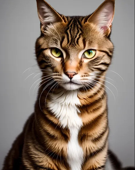 Beautiful brown tabby cat with big gold eyes