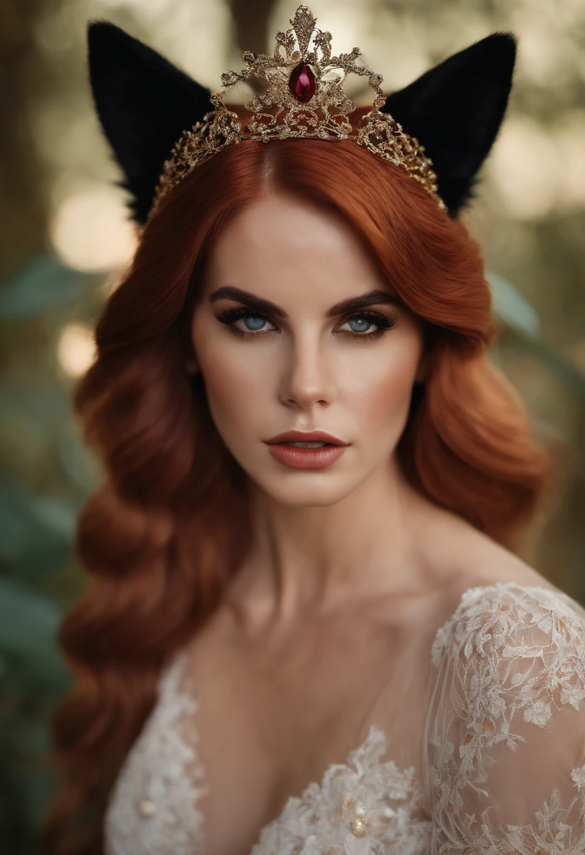 A woman with red hair wearing a crown and a tia - SeaArt AI