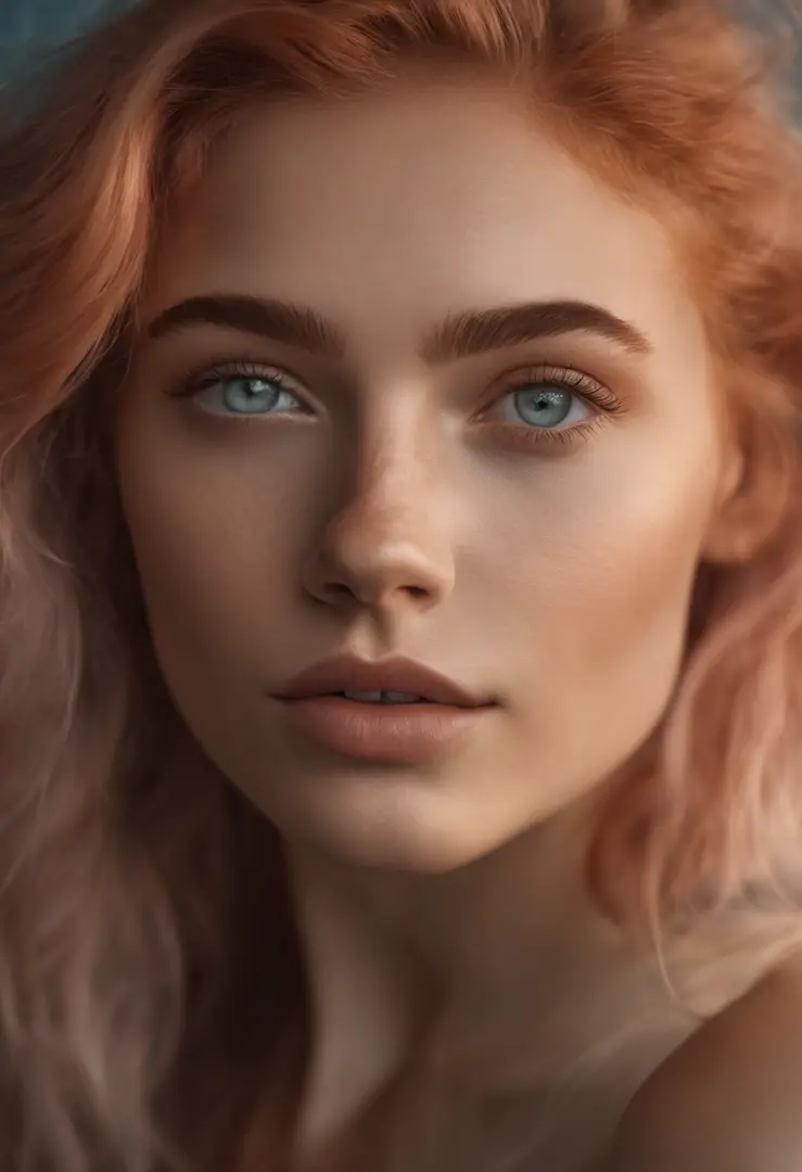 Photo Of Beautiful Age 18 Girl Pastel Hair Freckles Sexy Beautiful Close Up Seaart Ai