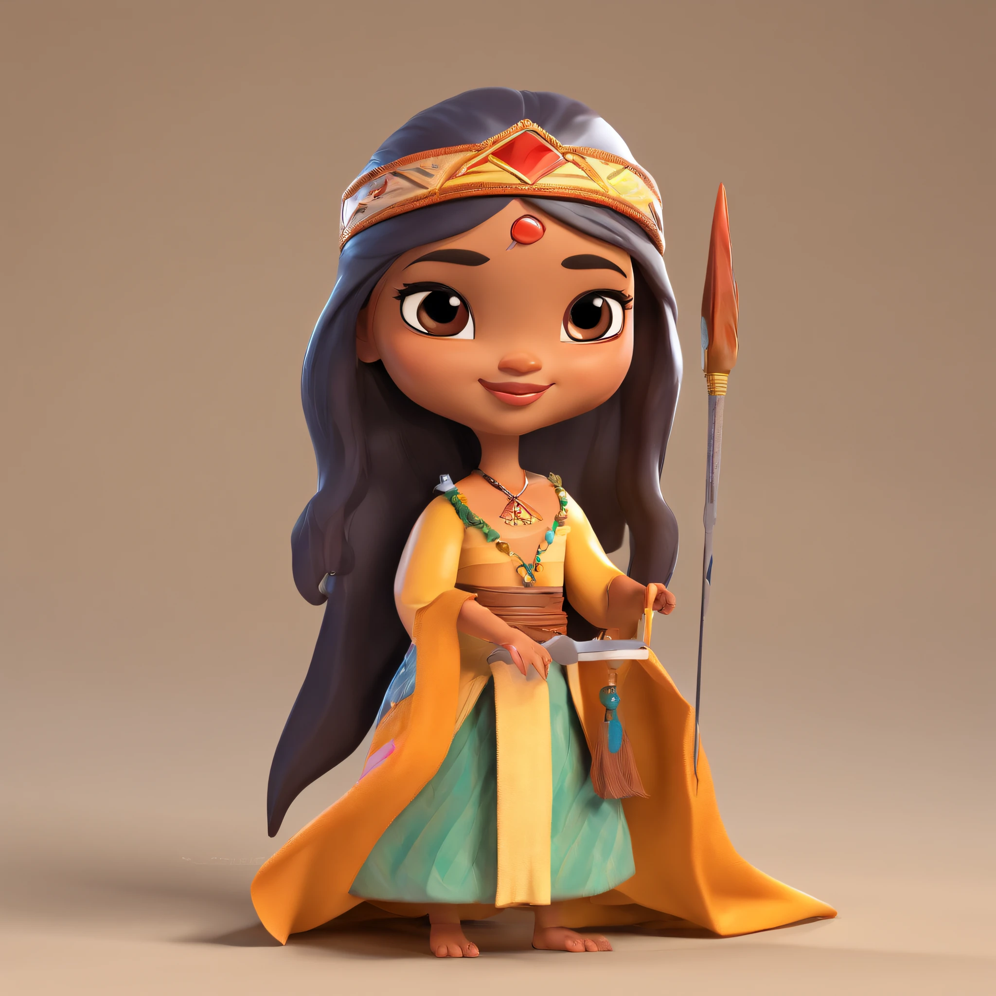 A cartoon character of a woman dressed in a costume and holding a sword -  SeaArt AI