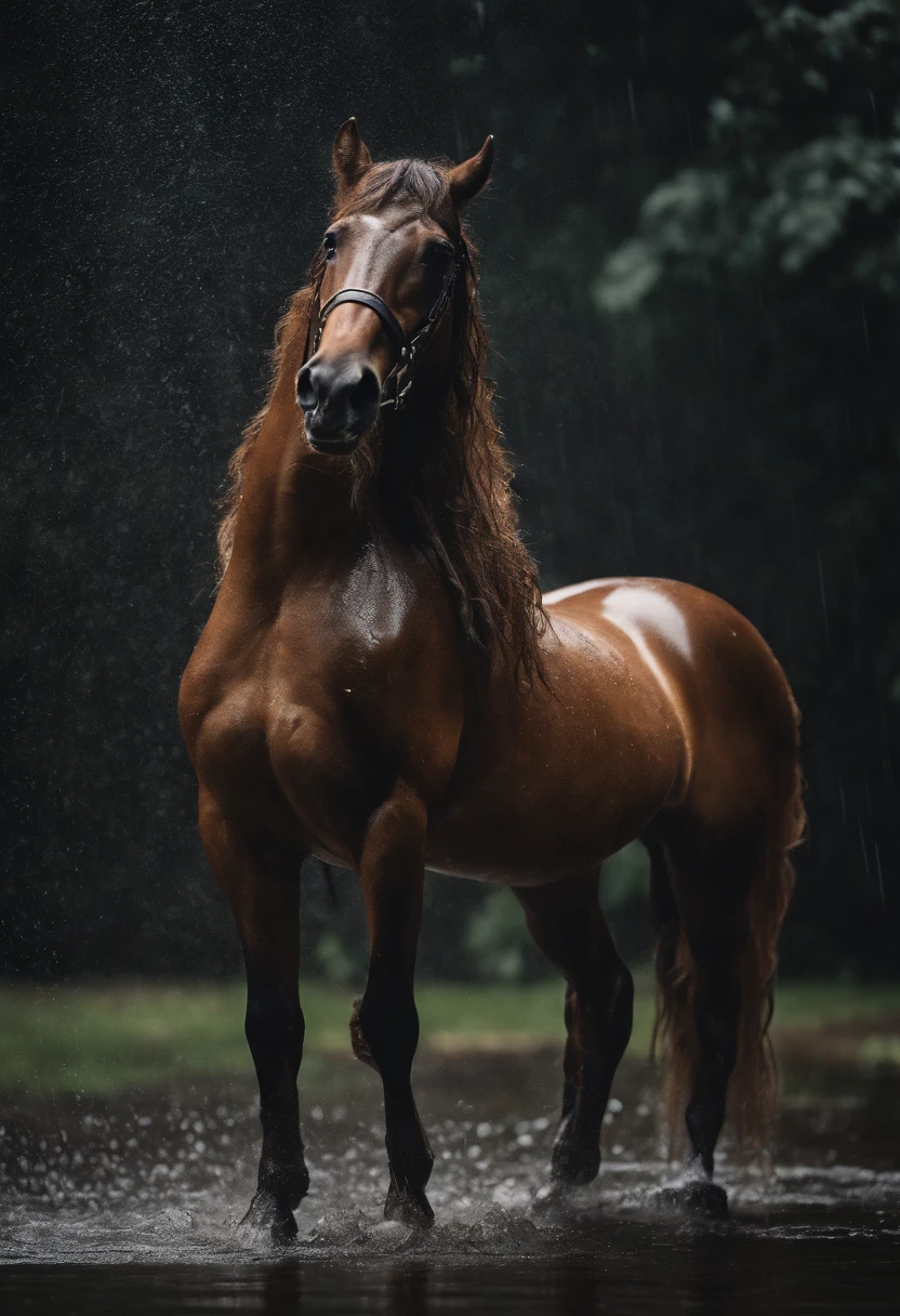 Um close de um cavalo parado em um corpo de água - SeaArt AI