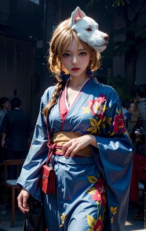 White Inner, dark blue yukata for Japanese festival