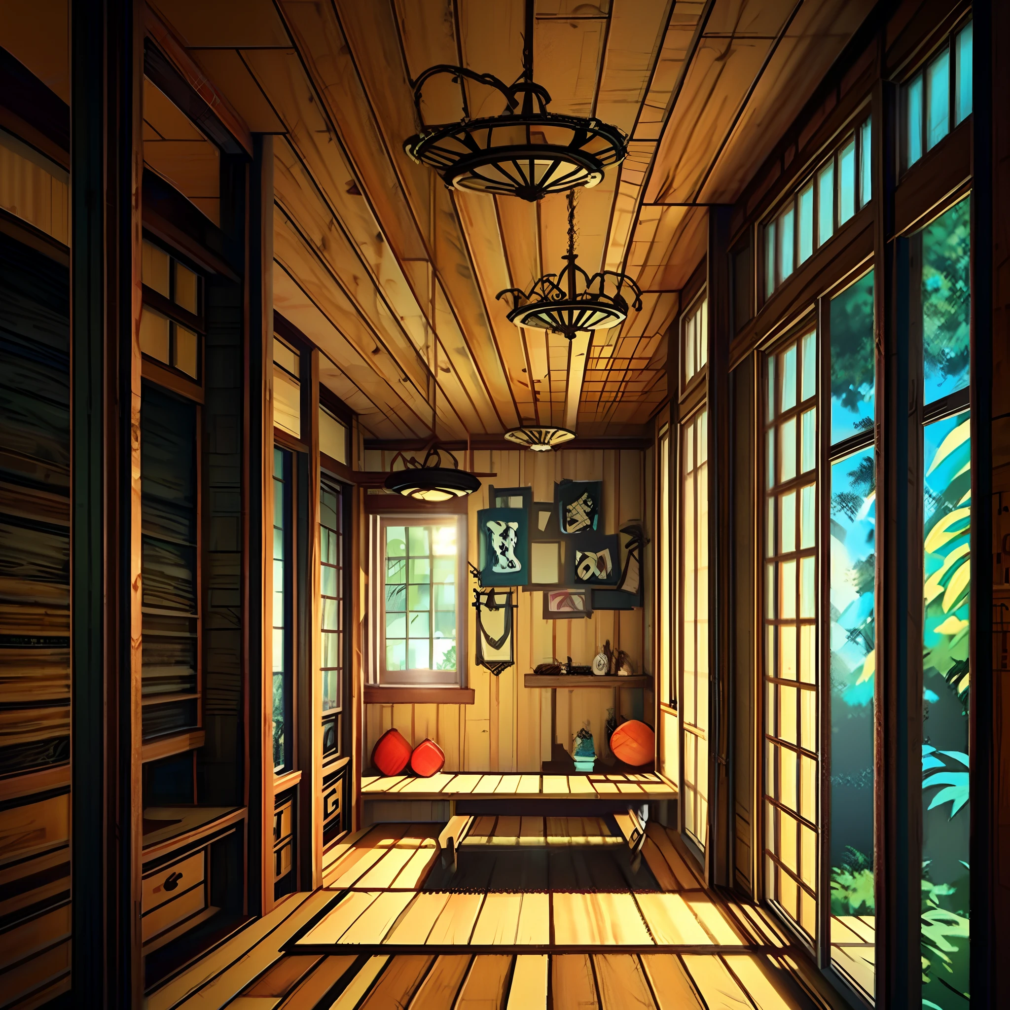 Japanese Room, salas, muebles, mirada de frente, animado