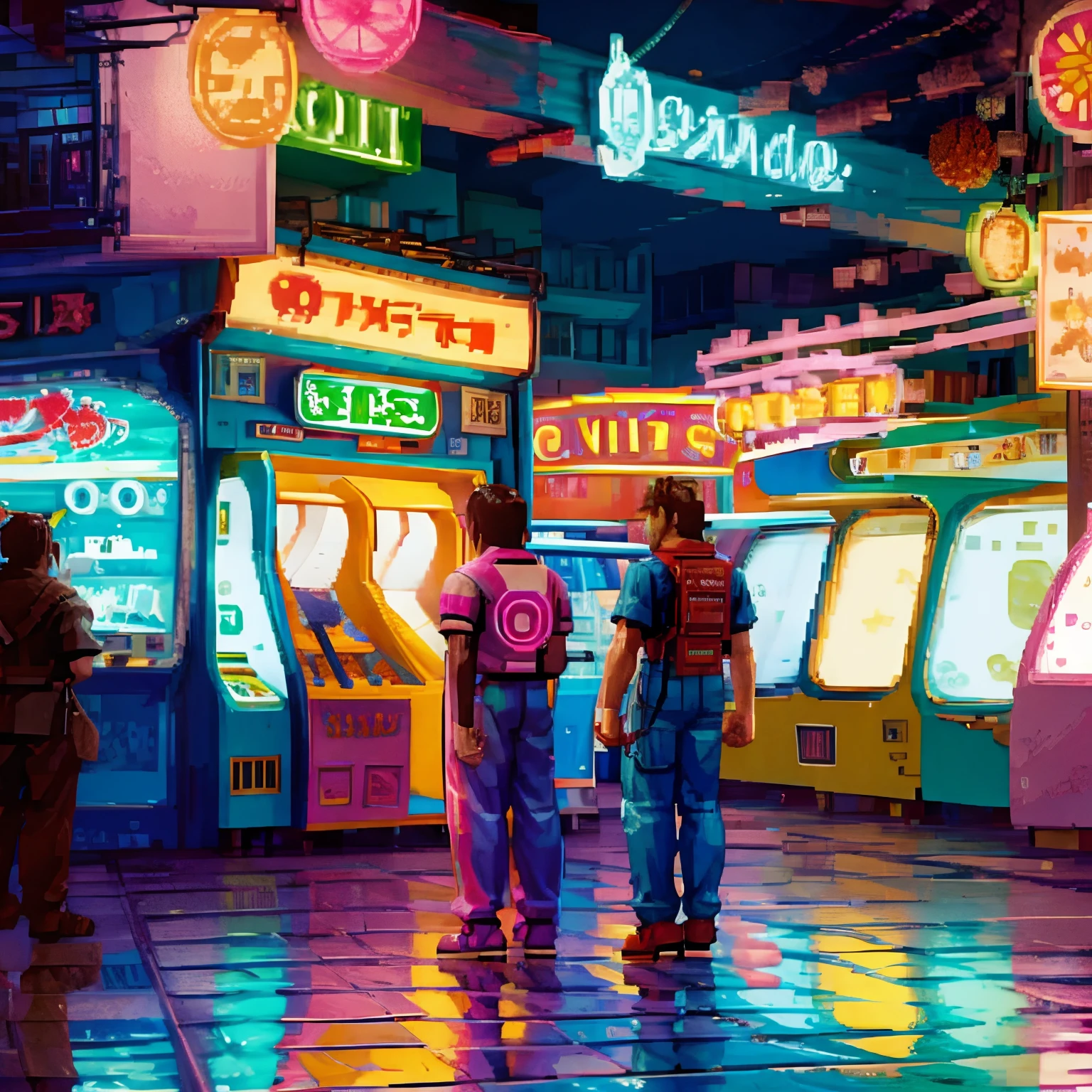 arcade, soft lights, neon lights, arcade games