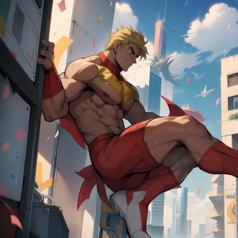 Anime style art)), Extremely muscular masculine character