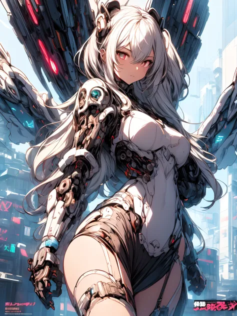 anime character with wings and glowing eyes in a city, cyberpunk anime girl mech, digital cyberpunk anime art, anime cyberpunk a...