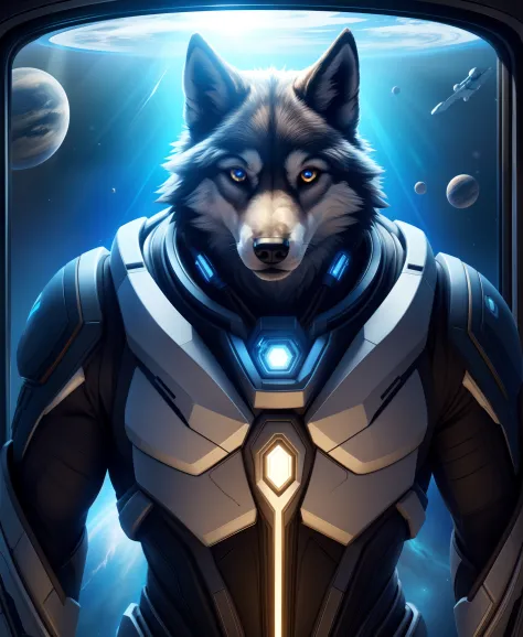 masterpiece, best quality, perfect anatomy, (detailed eyes:1.2), furry, wolf, (domestic dog:0.8), male, solo, warframe, (cables:...