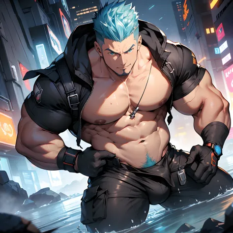 super high resolution, detailed dark futuristic sci-fi skyscraper background, a beefcake bio-luminescence naked euphoric badass openly body open the crotch to stretch long legs and buttocks and pitch a rounded huge black tent over smoky dark night hot spri...