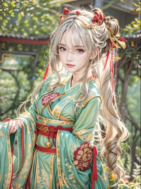 （best qualtiy：1.4）， （（tmasterpiece）），（（realistis））， （a detailed），（photorealsitic：1.4），1girll，hanfu，