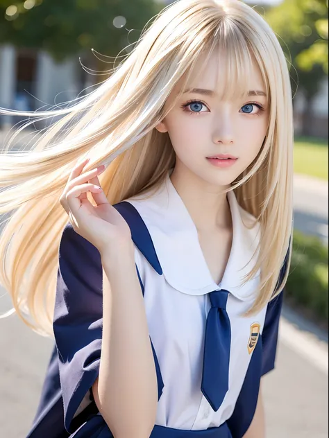 Sexy 17-year-old girl dazzling with shiny bright blonde silky hair、Cute ...