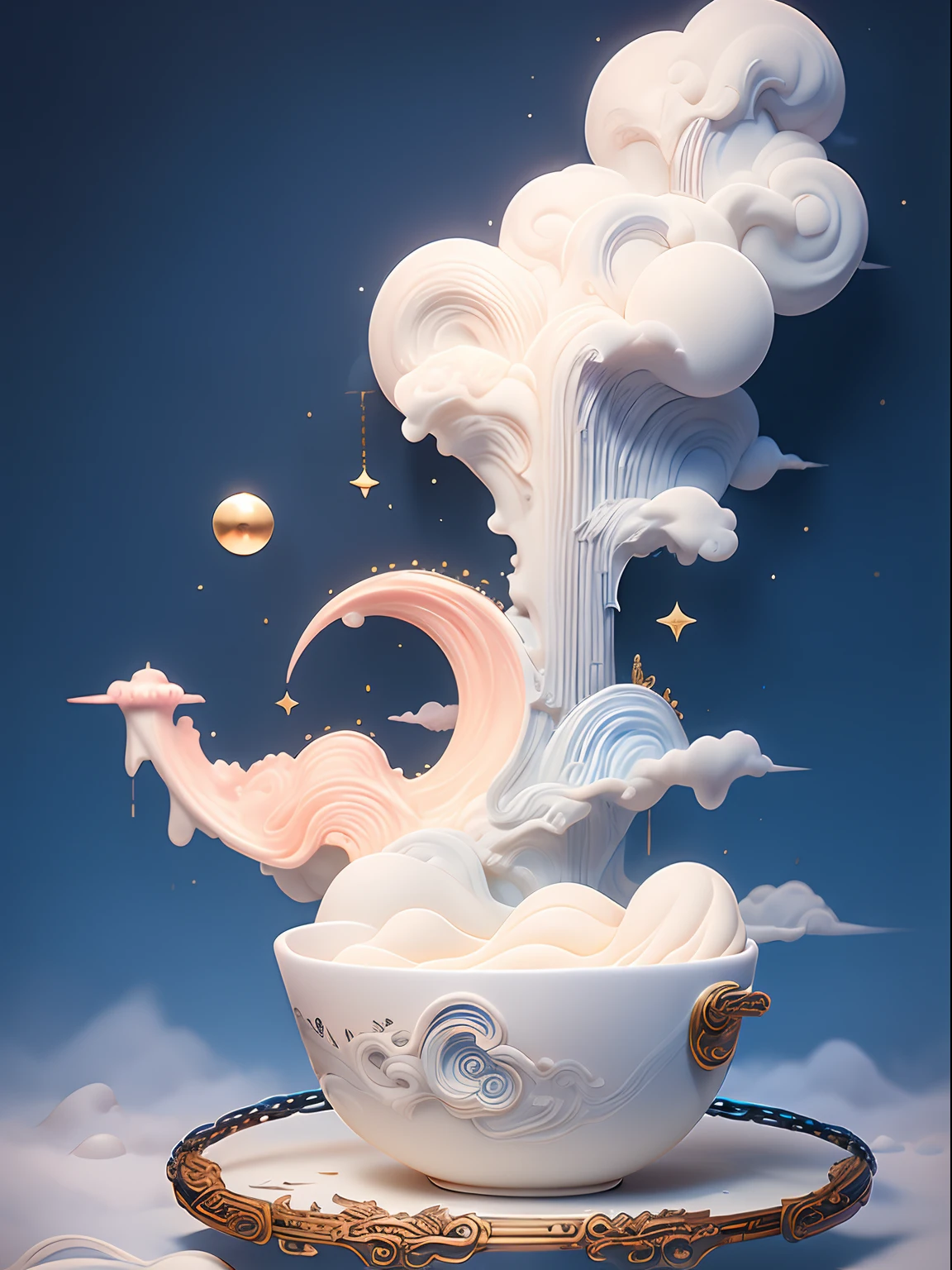 Masterpiece, High quality, Best quality, offcial art, (Beauty aesthetics :1.2), ((1 milk tea cup)), Surrounded by redstone, Splash spray, (Chinese landscape paper carving, Chinese landscape painting of the Song Dynasty :1.2), (Surreal fantasy style), Cream organic fluid, Light tracing, Environmental occlusion, haze, Natural light, limestone, Gel resin sheet, oc rendered, (paper cup), (Still life photography), (Surreal fantasy style), (Iron chain),