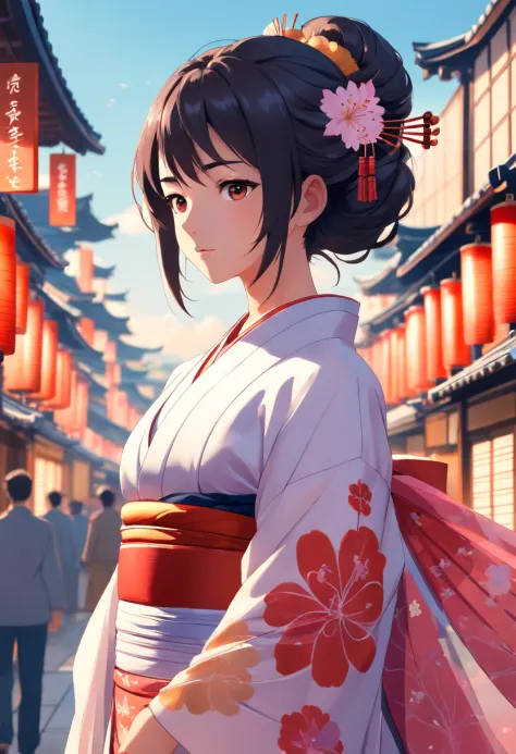 Highly detailed full-body portrait of a geisha. 8K, rendering by octane, intricate hyperdetails, Symmetrical