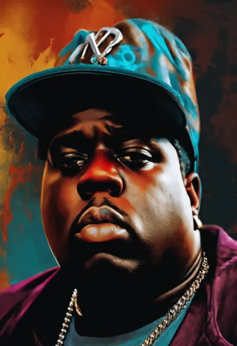 Ultra realistic notorious big singer style pub (No Poster Writing) personnage flyer style 2020 street art portrait