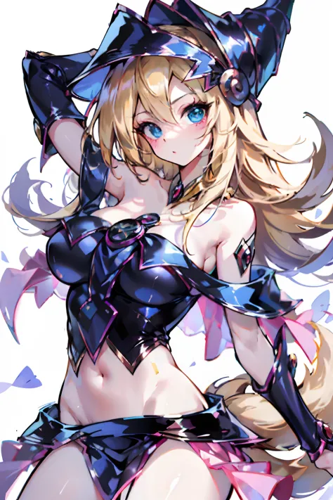 K/Da_ahri, 1 Nina Black Mage Girl, breasts, Animal ear, blond hairbl, Solo, fox ear, K/Da (League of Legends), cabellos largos d...