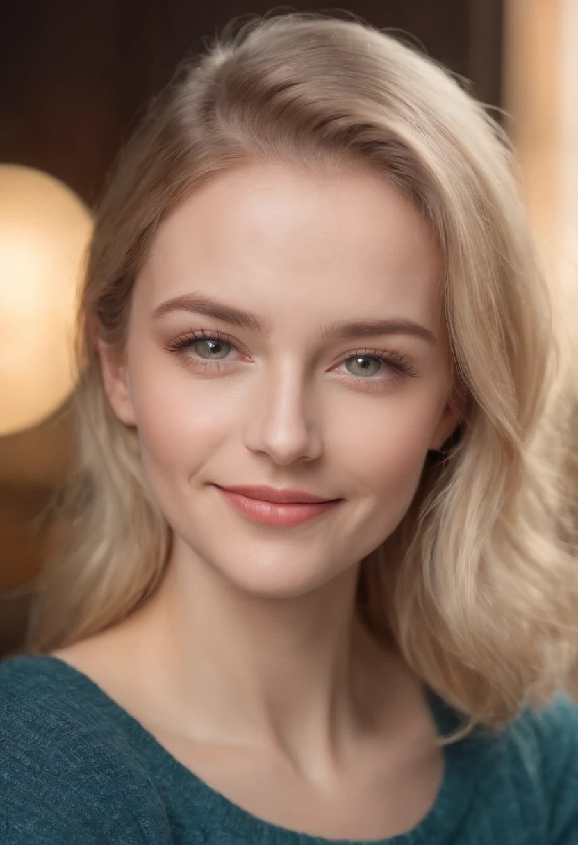 Cute beautiful blonde with yellow sweater (Drinking coffee in a modern café at sunset), muito detalhado, , innocent face, blond wavy hair, blue eyes, high-res, ​masterpiece, best qulaity, Intricate detailing, muito detalhado, sharp focus, detailed skin, realistie Hauttextur, Textur, detailled eyes, professional, 4K, charming smile, taken with Canon, 85 mm, light depth of field, Kodak Vision Color, perfectly fitting body, extremely detail, photoshot_\(ultra\), fotorealisti, realisti, Post processing, maximum details, roughness, real life, ultrarealisti, photoshotrealismus, photoshotgrafie, 8K  UHD, photoshotgrafie