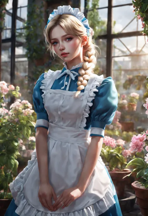 ((flower style)), (advntr), (1girl), (((solo))), (realistic:1.5), light particles, light rays, victorian, (best illustration), p...