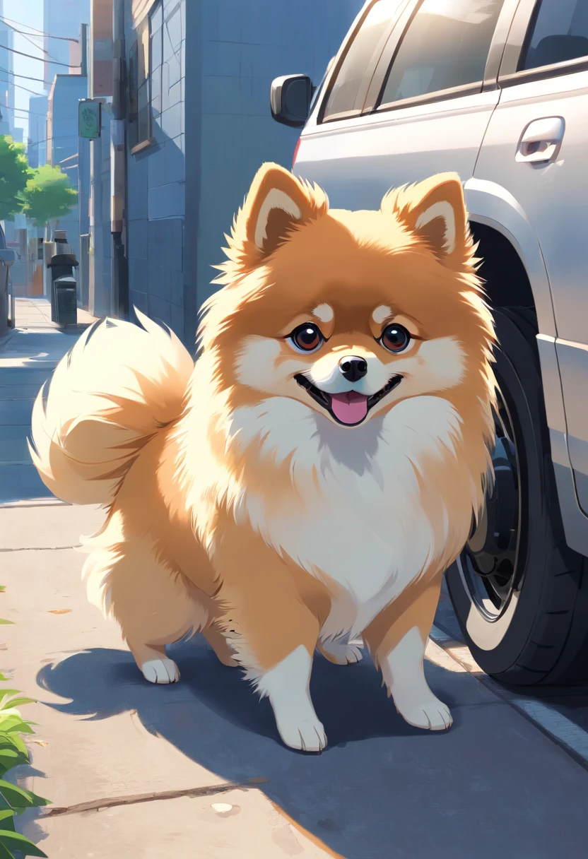 White anime pomeranian with blue eyes on Craiyon