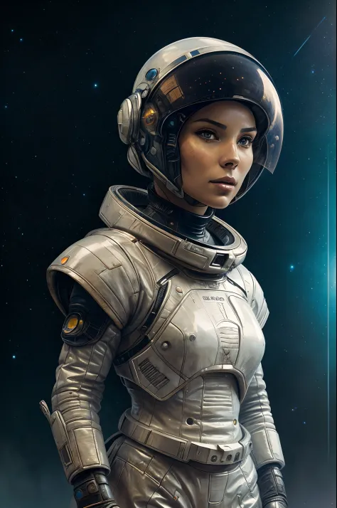 a woman in a space suit with a helmet on, beautiful digital artwork, sci fi art, wojtek fus, sci-fi digital art illustration, be...