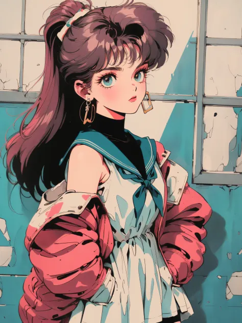 ((((90's anime style,1990s style,1970s anime，have the style of folk portraits，retro style posters,chicano inspired retro fashion，renaissance,  retro style inspiration retro, dusty,sandstone,sandstorm,sunflower, fresh and clean appearance，))))(masterpiece:1...
