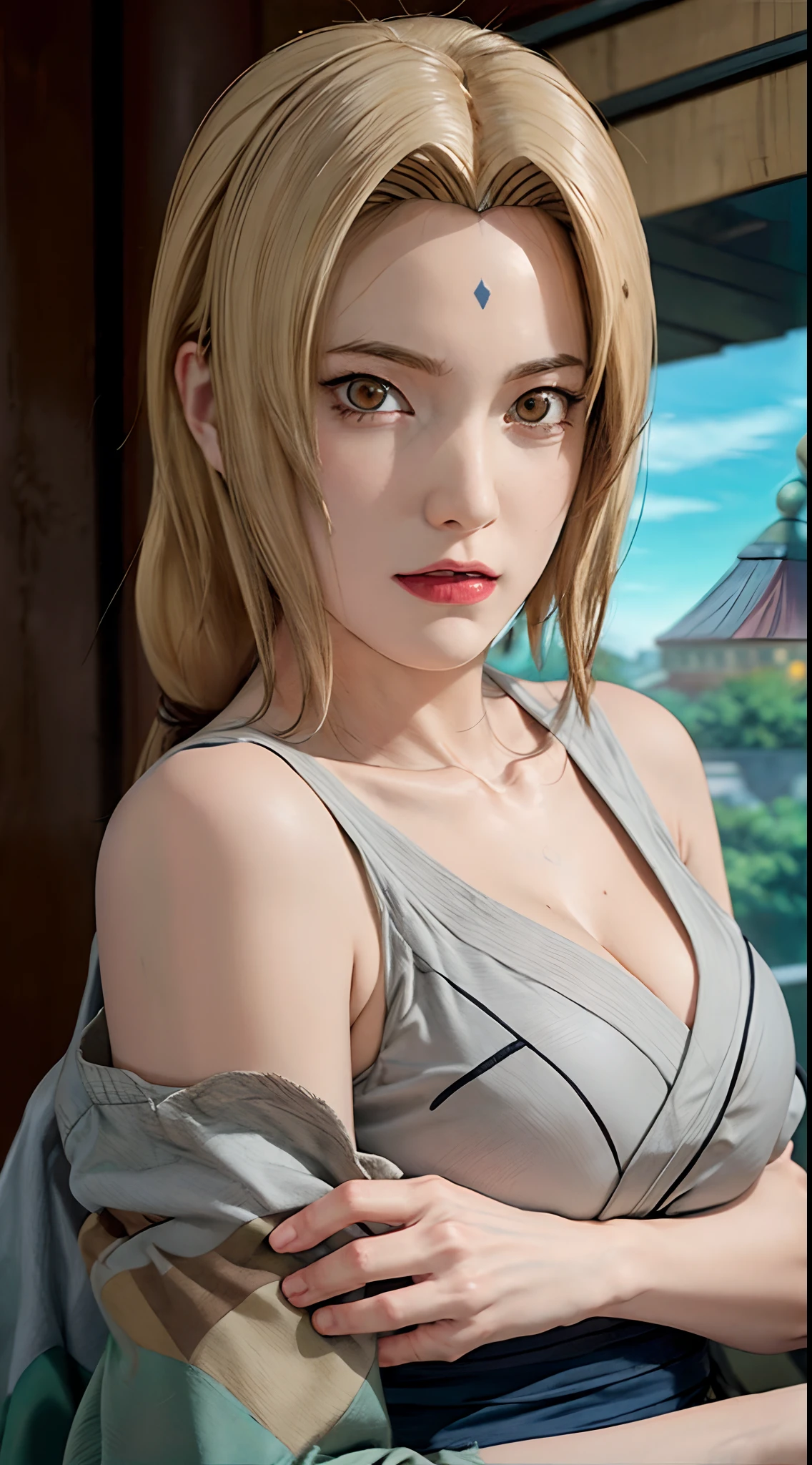 Tsunade, Tsunade, Blondes Haar, gelbes Haar, Gesichtsfleck, Zeichen auf der Stirn, lange Haare, bilden, reife Frau, (braune Augen:1.7), (Mittlere Brust:1.2),
brechen cleavage, nackten Schultern, grey Kimono, japanische kleidung, Kimono, schulterfrei, weite Ärmel,
brechen looking at viewer,
brechen outdoors, Stadt,
brechen (Meisterwerk:1.2), beste Qualität, Hohe Auflösung, Einheit 8k Hintergrundbild, (Illustration:0.8), (Schöne, detaillierte Augen:1.6), extrem detailliertes Gesicht, Perfekte Beleuchtung, extrem detaillierte CG, (perfekte Hände, Perfekte Anatomie),