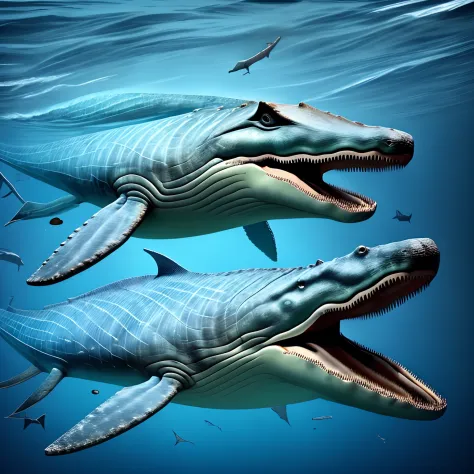 Mosasaurus. Crocodile-headed whale. Peel your fangs. Back covered with scales.Rough seas.Wooden Vessels. Assault the ship.