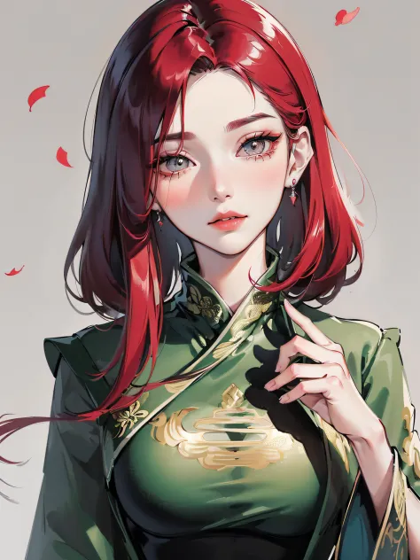 (((((((Chinese ink painting，watercolor paiting，ancient chinese costume,Ancient princesses，Has the temperament of a queen,very long sleeves,hair slicked back，gradient eyes,blush stickers,pointy hair,sidelocks,huge ahog,colored inner hair,v shaped eyebrows,r...