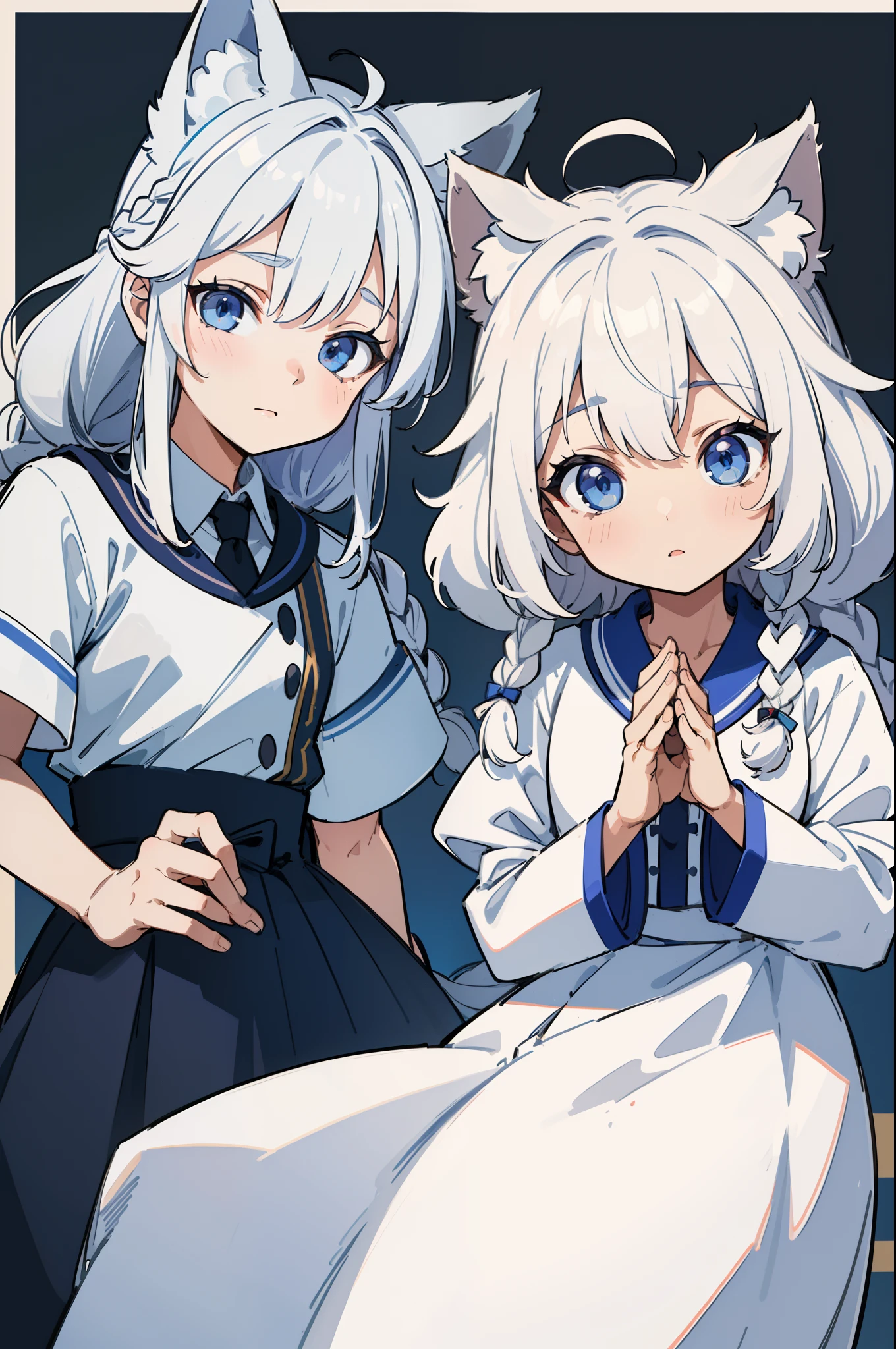 Anime characters dressed in white and blue posing for a picture - SeaArt AI