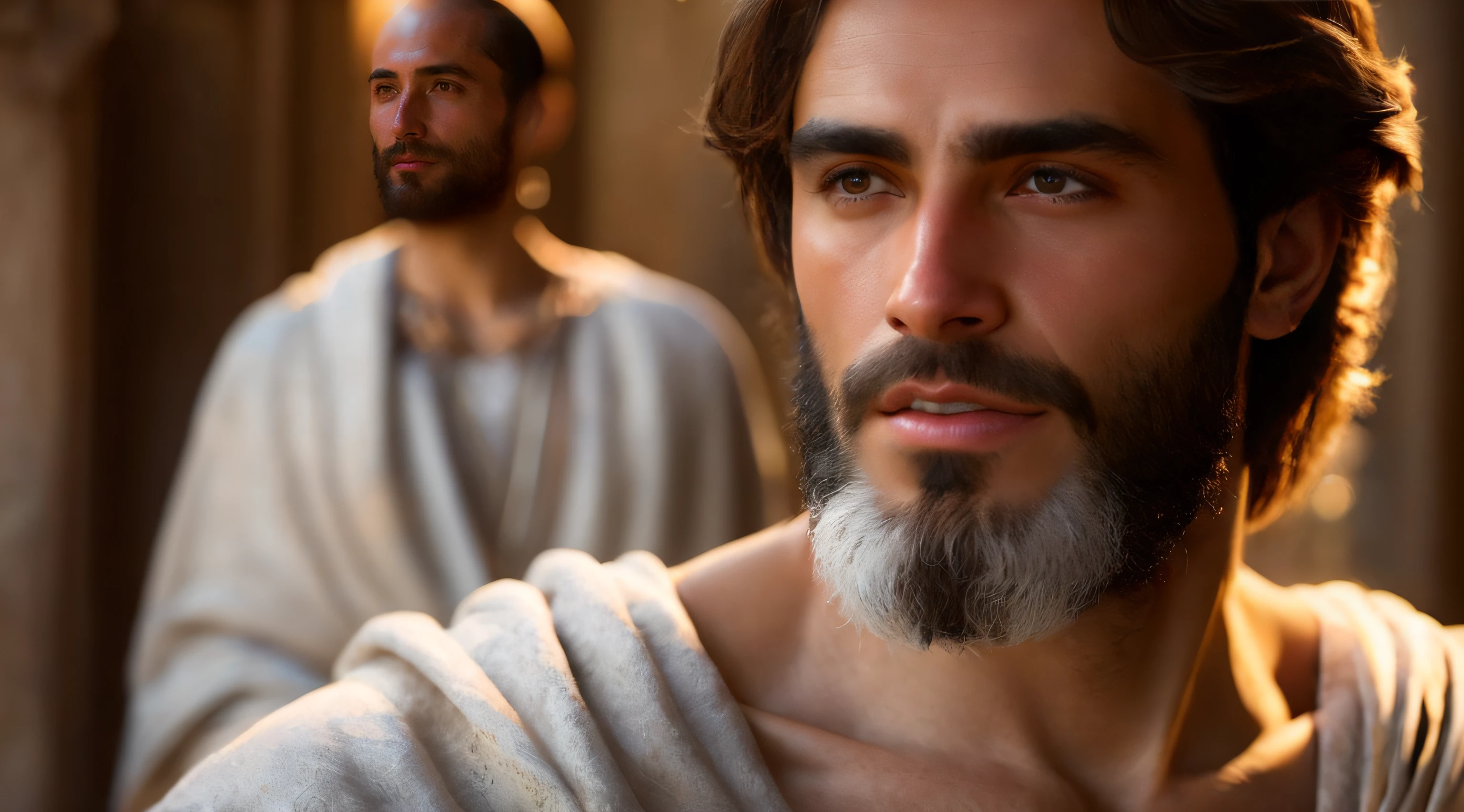 Ancient Israel、Biblical times、1st century、(((The disciples listen to the short-haired Christ)))、8K、Raw photography、top-quality、​masterpiece:1.5、ultra-lightweighthigh-resolution、Photorealsitic:1.5、ciinematic light、soft volumetric lighting:1.5、realisitic、Photorealsitic:1、Detailed skin、profetional lighting、a picture、foco nítido、detaileds、profetional lighting、photon maping、detailed and intricate environment、ighly detailed、top-quality、Artistic photography、photorrealistic concept art、soft natural volumetric cinematic perfect light、Midjourney、Detailed hand、