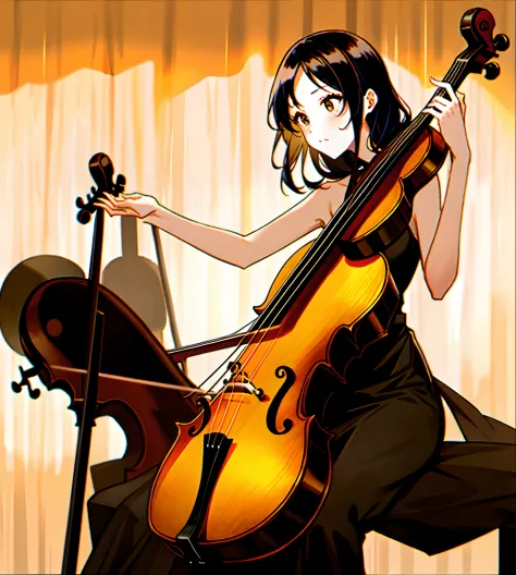 Anime Girl Playing the Cello By Teresita Blanco