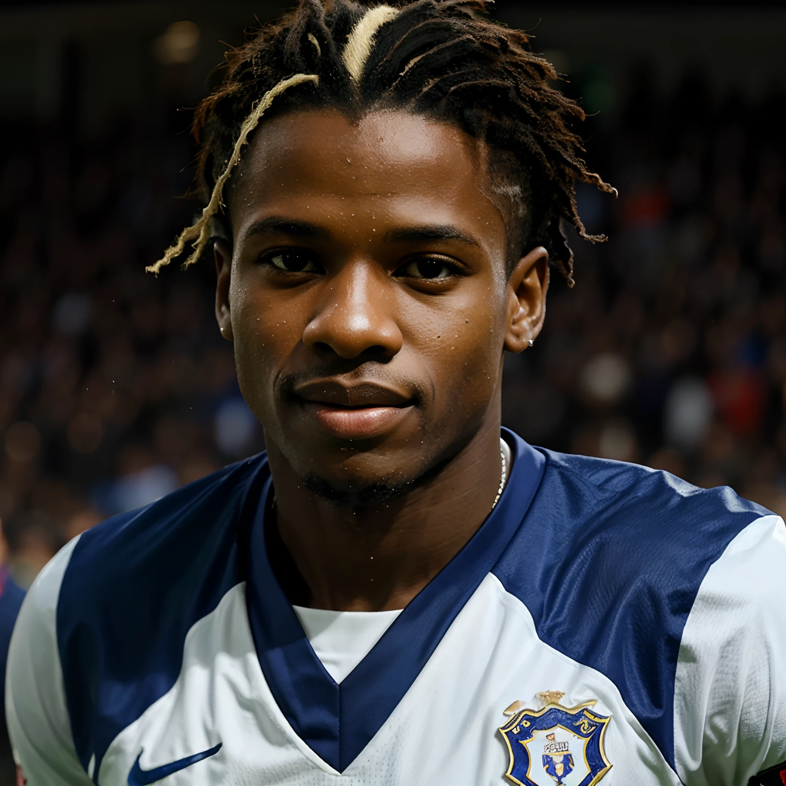 Arafed soccer player with dreadlocks and a white shirt - SeaArt AI