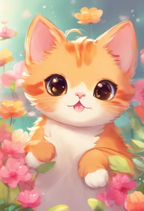 a cute little cat、Loose illustration、without background