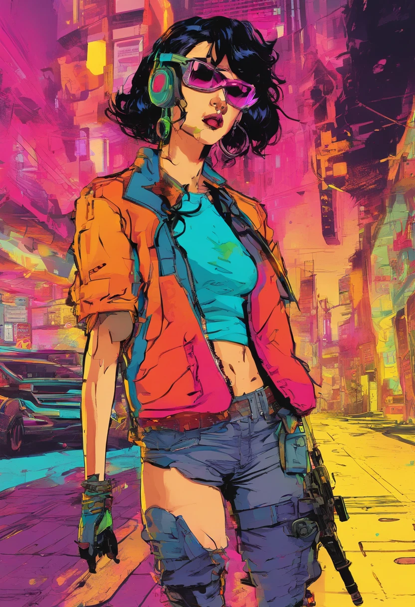 colorful comic book pulp art, pop art, beautiful hot cute super stylish ...