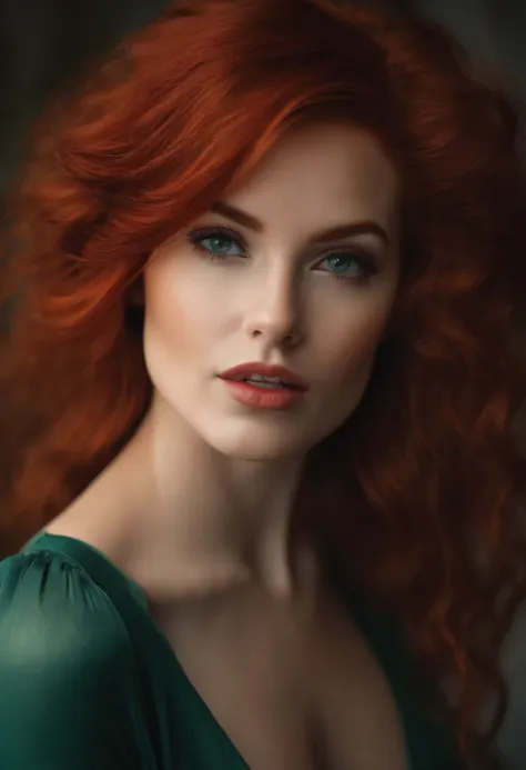 A close up of a woman with a very big red hair - SeaArt AI