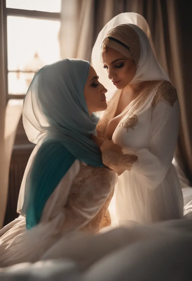 Lesbians, hijab, long dress, big , Nipple - SeaArt AI