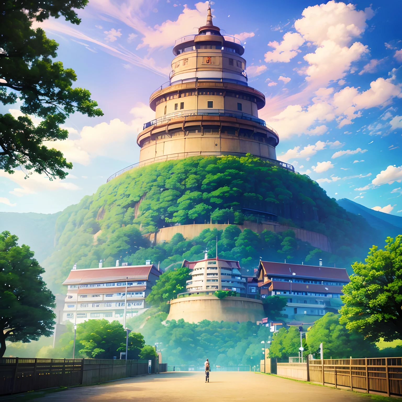 「photography,konohavillage konoha gate walls,cable,tree,head statues of hokage at mountain,flower,at dawn,zebra cross,cloudy sky,cloud,pastel color,(best quality,4k,highres:1.2),HDR,ultra-detailed,realistic,photorealistic:1.37,physically-based rendering,professional,vivid colors,bokeh,portraits,landscape,studio lighting,sharp focus」