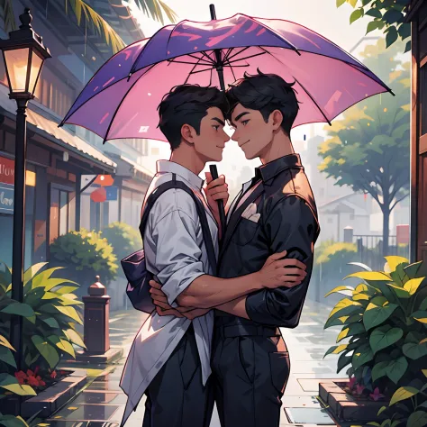 umbrella between men、gay mal relationship