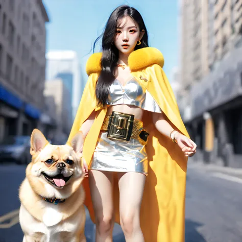 pro-photorealistic ultra_high-quality ultra_high-detail ultra_high-res deep path equirectangular Gorgeous Diva girl and Pug_dog epic eyes howling meticulously intricate enhanced ultra_sharpness, luminescence Moonlight volumetric lightning contrast saturate...