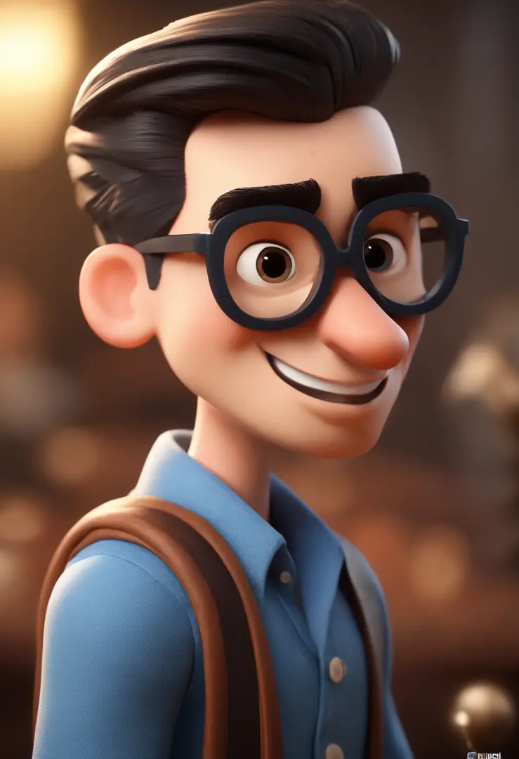 Cartoon character of a man wearing black glasses and a blue shirt, an animated character, stylized character, animation style render, Stylized 3 D, arnold maya render, 3 d render stylized, toon render keyshot, 3d character, 3 d character, stylized 3d rende...