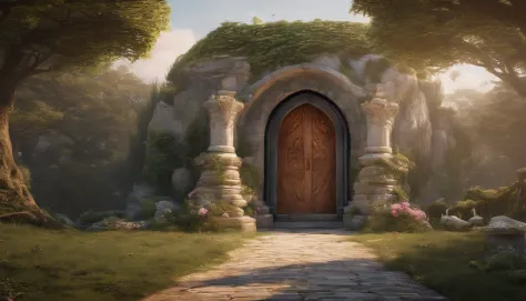 Generating a Realistic Image of a Magic Portal In A Quiet Village, uma menina certo dia explora o Portal  e descobre um livro antigo que fala .