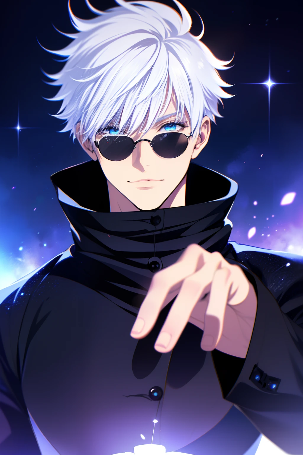 Anime Guy With White Hair And Sunglasses Holding A Crystal Ball - Seaart Ai