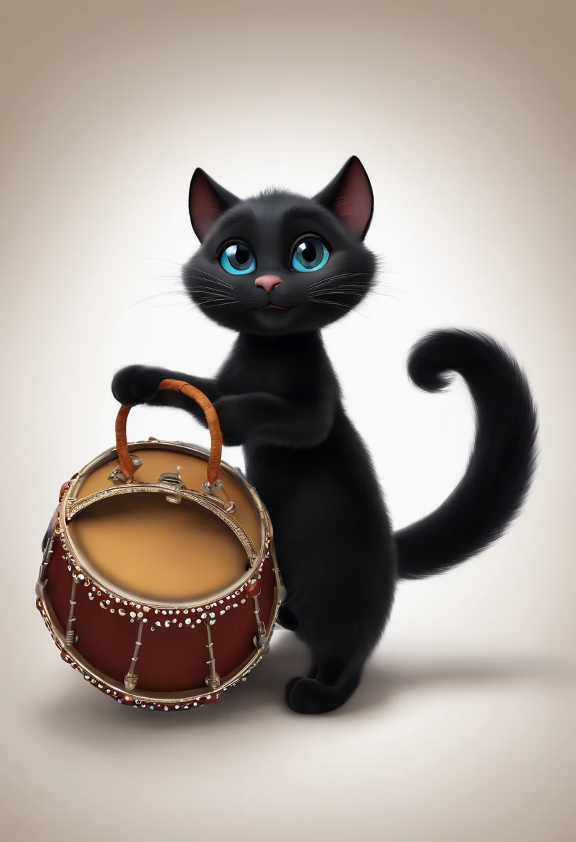 Cartoon black cat na may bag at drumCartoon black cat na may bag at drum  