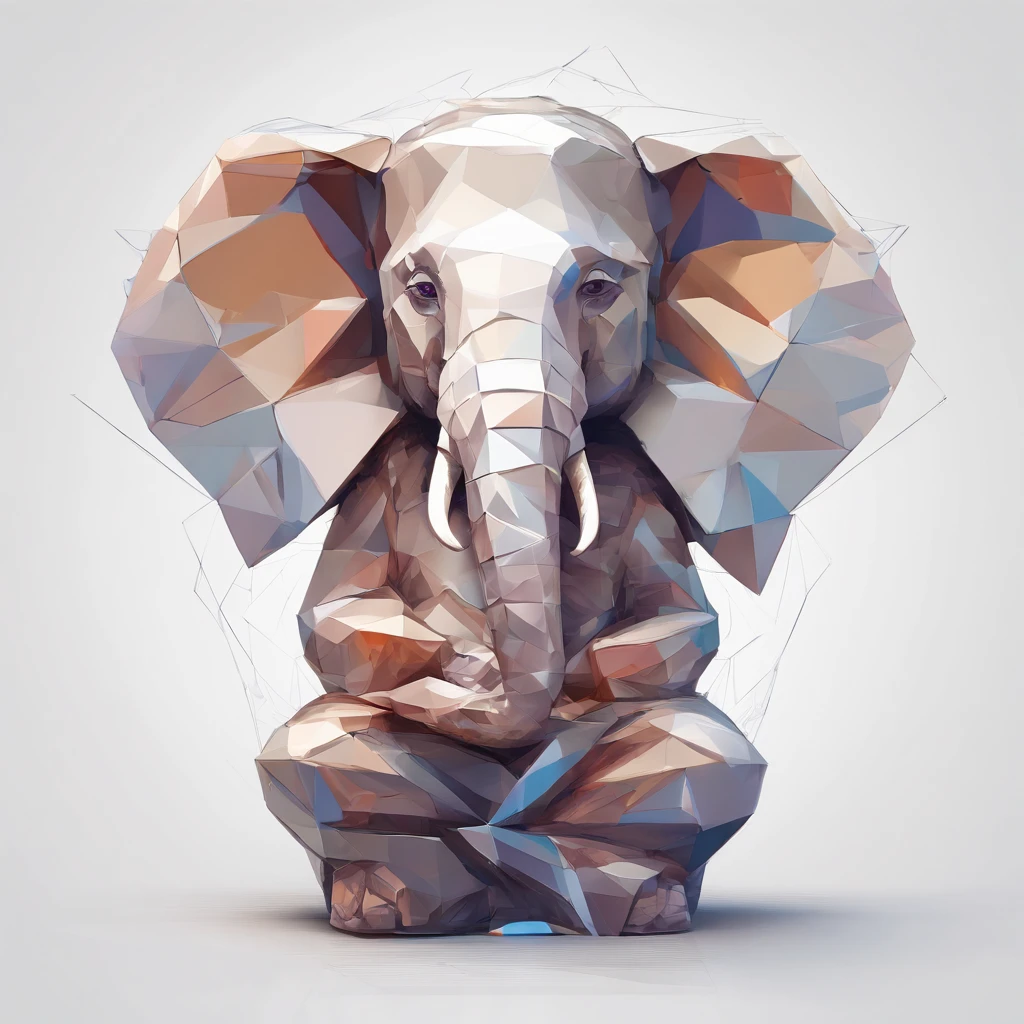 A close up of a elephant sitting on a chair with a geometric pattern -  SeaArt AI