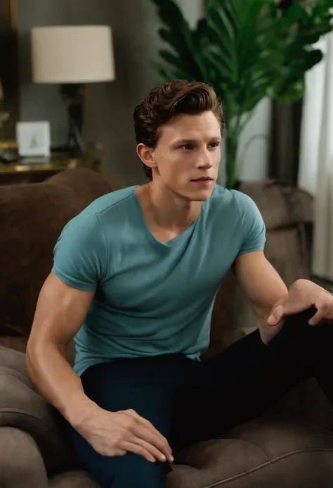 Tom holland playing with his penis in bed - SeaArt AI