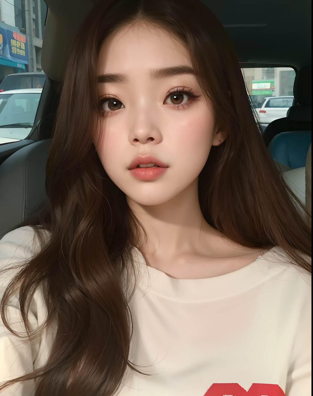 A close-up of a woman with long hair in a car, Blackpink Jennie, Jaeyeon Nam, Heonhwa Choe, Parque Ji-min, Parque Roseanne de Blackpink, Lee Ji-eun, Lee Ji - Eun, Jossi de Blackpink, Jinyoung Shin, ulzzang, Kim Doyoung, Joven y adorable rostro coreano, Taejune Kim, Kwak Ji Joven