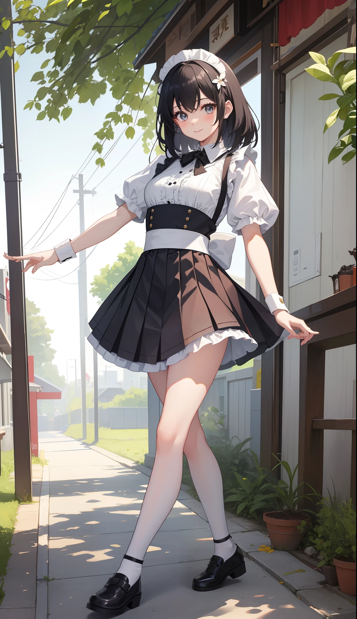 Anime girl in a maid outfit posing for a picture - SeaArt AI