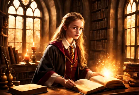 (a girl: 1.1), magic academy, (best quality, 4k, 8k, high resolution, masterpiece: 1.2), ultra detailed, (realistic, photorealis...