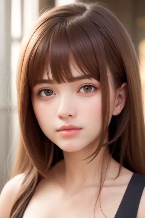 Best Quality, masutepiece,  (Realistic:1.2), 1 girl, Brown hair, Brown eyes,front, Detailed face, Beautiful eyes,
