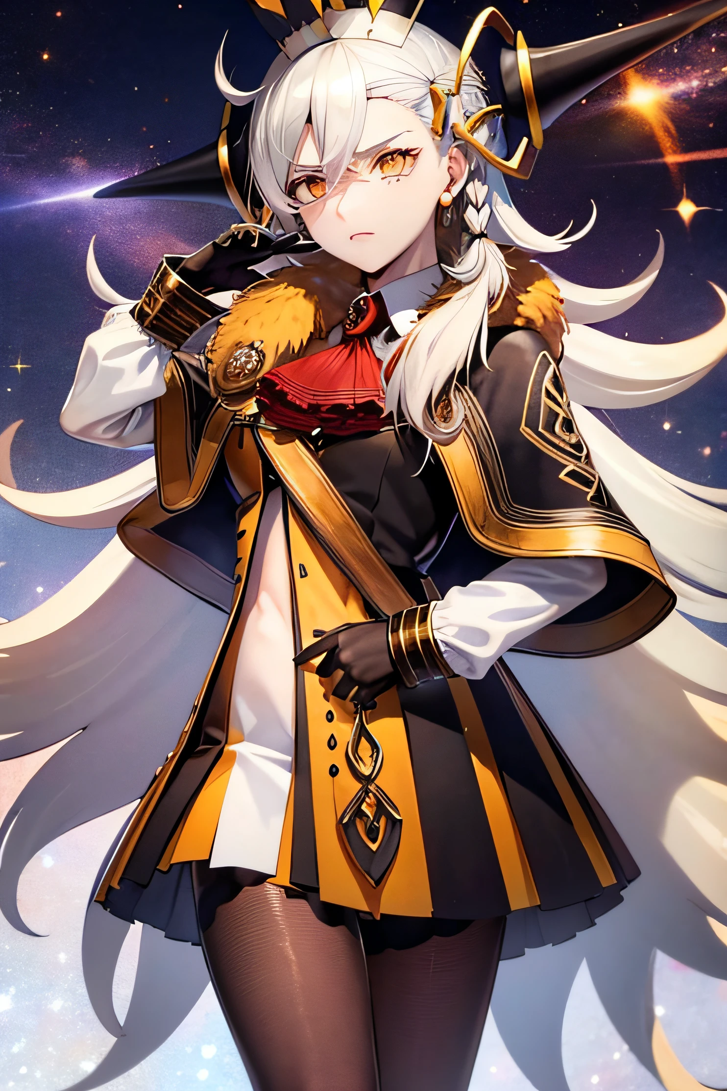 A woman in a black and gold outfit holding a sword - SeaArt AI